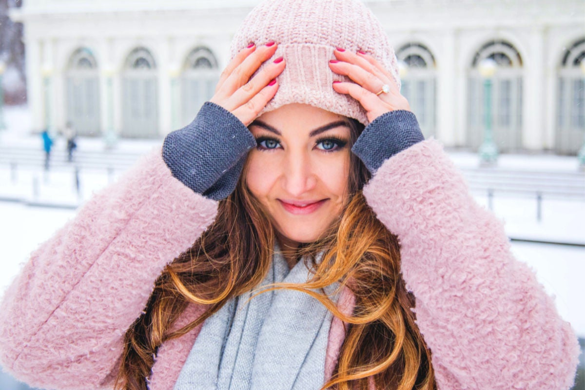 White woman winter snow